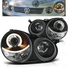 2 Phares avant VW Polo (9N) Angel Eyes - Noir
