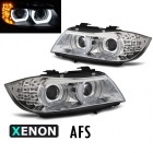2 Phares xenon AFS BMW Serie 3 E90 E91 lci Angel Eyes LED U-LTI 09-11 - Chrome