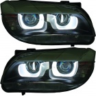2 Phares avant xénon BMW X1 E84 Angel Eyes 3D LED 12-14 - Chrome