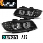 2 Phares xenon AFS BMW Serie 3 E90 E91 lci Angel Eyes LED U-LTI 09-11 - Noir
