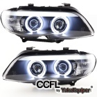 2 Phares avant BMW X5 E53 Angel Eyes CCFL 03-06 - Noir