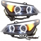 2 Phares avant BMW Serie 5 E60/E61 halogene Angel Eyes CCFL 03-07 - Noir
