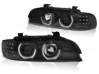 2 Phares avant BMW Serie 5 E39 95-03 Angel Eyes 3D LED - Noir