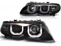 2 Phares avant BMW 3D LED E46 Berline Angel Eyes - Noir