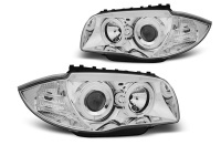 2 Phares avant BMW Serie 1 E81 E82 E87 Angel Eyes CCFL 04 et + - Chrome