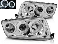 2 Phares avant Skoda Fabia CCFL angel eyes - 99-07 - Chrome