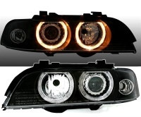 2 Phares avant BMW Serie 5 E39 95-03 xenon Angel Eyes - Noir