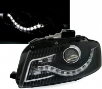 2 Phares avant Audi A3 8P Devil Eyes LED - Noir