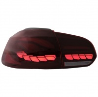 2 Feux arriere VW Golf 6 dynamiques look oled - LED - Rouge fumé
