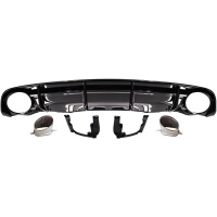 Diffuseur arrière noir brillant avec sorties chrome pour Audi A6 C7 S-Line 15-18