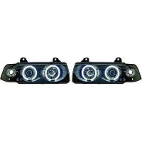 2 Phares avant BMW Serie 3 E36 Angel Eyes CCFL 92-98 coupe cab - Noir