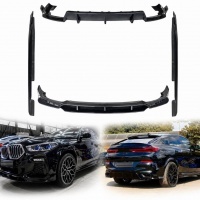 Kit aérodynamique look Black Knight noir brillant pour BMW X6 G06 19-23