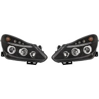 2 Phares avant Opel Corsa D 06-10 angel eyes - Noir
