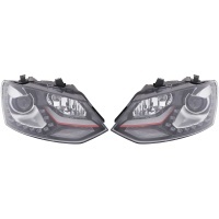 2 Phares avant VW Polo 6R 6C 09-17 H7 D2H - LED look GTI - noir