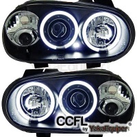2 Phares avant VW GOLF 4 Angel Eyes CCFL 98-02 - Noir