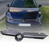Grille calandre VW Golf 8 (VIII) 20-23 - look R avec LED - Noir brillant