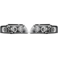 2 Phares avant VW Passat B5 (3B) Angel Eyes LED- 96-00 - Chrome