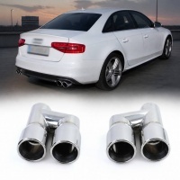 2 Embouts d’échappement double sortie inox 76 mm polis look Sport pour Audi A4 B8 / A5 B8 / A6 C7 / Q5 8R