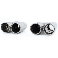 2 Embouts d’échappement double sortie inox 76 mm polis look Sport pour Audi A4 B8 / A5 B8 / A6 C7 / Q5 8R