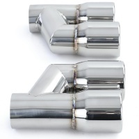 2 Embouts d’échappement double sortie inox 76 mm polis look Sport pour Audi A4 B8 / A5 B8 / A6 C7 / Q5 8R