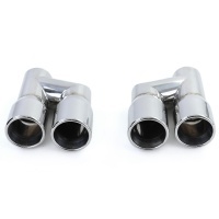 2 Embouts d’échappement double sortie inox 76 mm polis look Sport pour Audi A4 B8 / A5 B8 / A6 C7 / Q5 8R