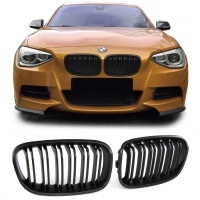 Grilles calandre BMW Serie 1 F20 F21 11-15 look M - Noir Mat