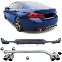 Diffuseur Echappement arriere BMW serie 4 F32 F33 F36 double sortie - Chrome Carbone