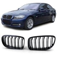 Grilles calandre BMW Serie 3 E90 E91 LCI 08-12 look M3 - Noir Brillant