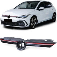 Grille calandre VW Golf 8 (VIII) 20-23 - look GTI avec LED - Noir brillant