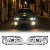 2 Phares avant Peugeot 106 Angel Eyes 96-03 - Chrome
