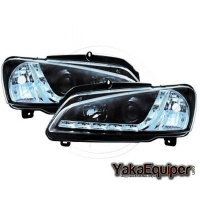 2 Phares avant Peugeot 106 Devil Eyes LED 96-03 - Noir