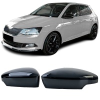 2 coques de retroviseur Skoda Fabia NJ 14-22 - Noir Brillant