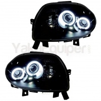 2 Phares avant Renault Clio 2 98-01 Angel Eyes CCFL - Noir