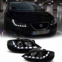 2 Phares SEAT Ibiza 08-12 - Feux jour LED - Noir