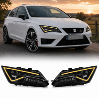 2 Phares avant Seat Leon 5F 12-20 - Full LED DRL - Noir