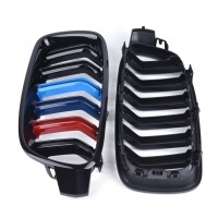 Grilles calandre BMW Serie 3 F30 F31 11-18 look couleur M - Noir Brillant