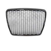 Grille calandre Audi A6 C6 04-11 - look RS6 - Noir Brillant