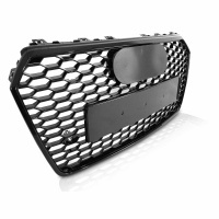 Grille calandre Audi A7 C7 4G facelift 14-18 - Noir brillant logo - look RS7