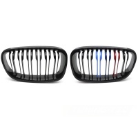 Grilles calandres BMW Serie 1 F20 F21 11-14 look couleur M - Noir Brillant