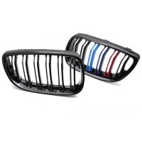 Grilles calandre BMW Serie 3 E92 E93 07-10 - look couleur M - Noir brillant