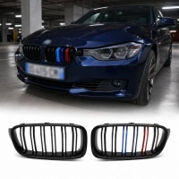 Grilles calandre BMW Serie 3 F30 F31 11-18 look couleur M - Noir Brillant