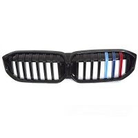 Grilles calandre BMW Serie 3 G20 G21 LCI look couleur M3 - 22-25 - Noir Brillant