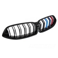 Grilles calandre BMW Serie 8 G14 G15 look M couleurs - 18-22 - Noir Brillant