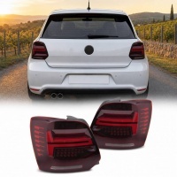 2 Feux arriere VW Polo 6R 6C dynamiques - fullLED look lazer - Rouge Cerise