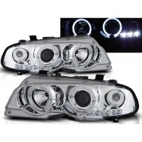 2 Phares avant LED angel eyes - BMW E46 coupe cab 99-03 - Chrome
