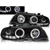 2 Phares avant LED angel eyes - BMW E46 coupe cab 99-03 - Noir