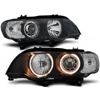 2 Phares avant BMW X5 E53 Angel Eyes 99-03 - Noir