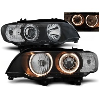 2 Phares avant BMW X5 E53 xenon Angel Eyes 99-03 - Noir