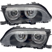 2 Phares avant BMW E46 Berline Angel Eyes LED Depo V2 - 01-05 - Noir