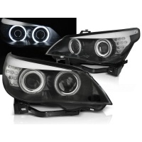 2 Phares avant BMW Serie 5 E60/E61 halogene Angel Eyes CCFL 03-07 - Noir